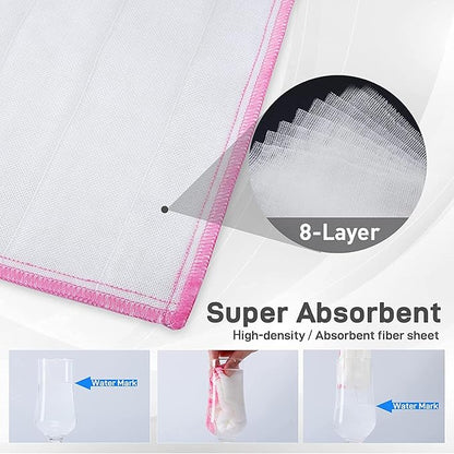 OnBrand Naturally Wood Fiber Cleaning Cloth, Microfiber Cleaning Cloths, 20 PK (12" x 10.7" Each), 8 Layers High-Density Super Absorbing Dish Cloths, Reusable General Kitchen Towel