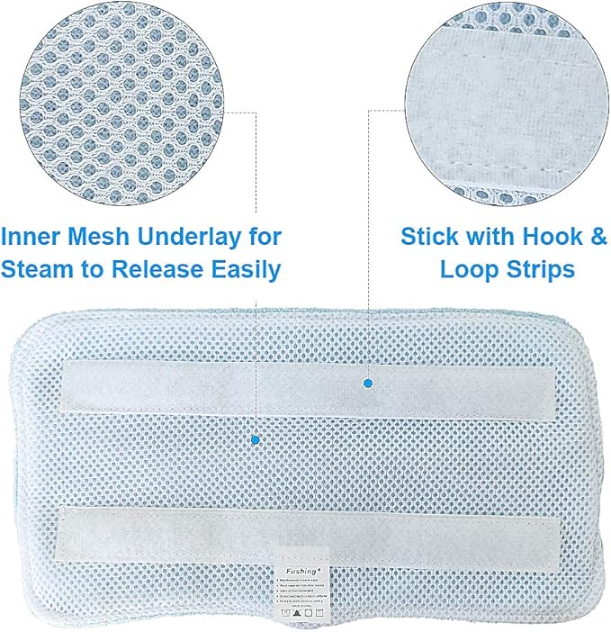 Fushing 7Pcs Steam Mop Pads, Washable Microfiber Cleaning Steamer Replacement Pads for Shark Steam & Spray Mop S3101 S3251 SK460 SK410 S3101n2 S3250 SK435CO SK140 SK141,Blue