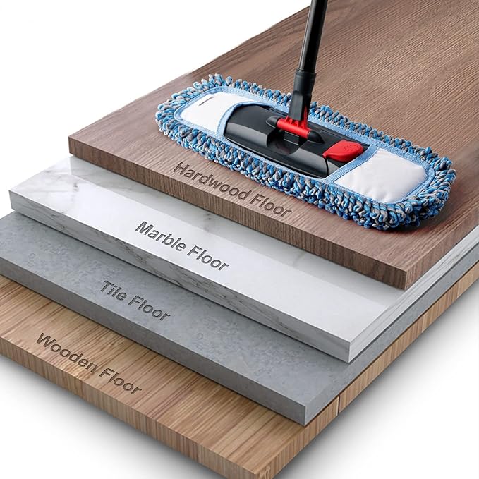 Microfiber Floor Hardwood Mop with 4 Washable Pads,Professional Dust Wet Mop,Flat Mop for Floor Cleaning Laminate Tile Marble Vinyl Kitchen Home