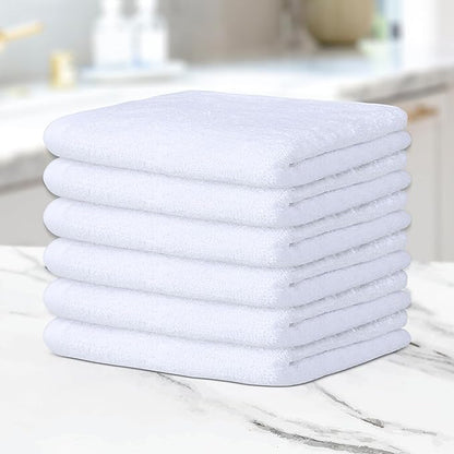 100% Cotton Dish Cloths (Pack of 6) - Dish Rags for Washing Dishes - Reusable & Highly Absorbent Kitchen Towels - Multipurpose Kitchen Rags - (12" x 12" - White II)