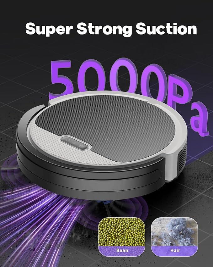 V3 2 in 1 Robot Vacuum and Mop Combo，5000Pa Suction, Works with 2.4G WiFi/Alexa/App/Remote Control, Schedule Cleaning, Automatic Self-Charging, Ideal for Pet Hair, Hard Floor and Carpet