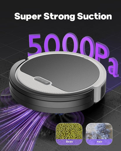 V3 2 in 1 Robot Vacuum and Mop Combo，5000Pa Suction, Works with 2.4G WiFi/Alexa/App/Remote Control, Schedule Cleaning, Automatic Self-Charging, Ideal for Pet Hair, Hard Floor and Carpet