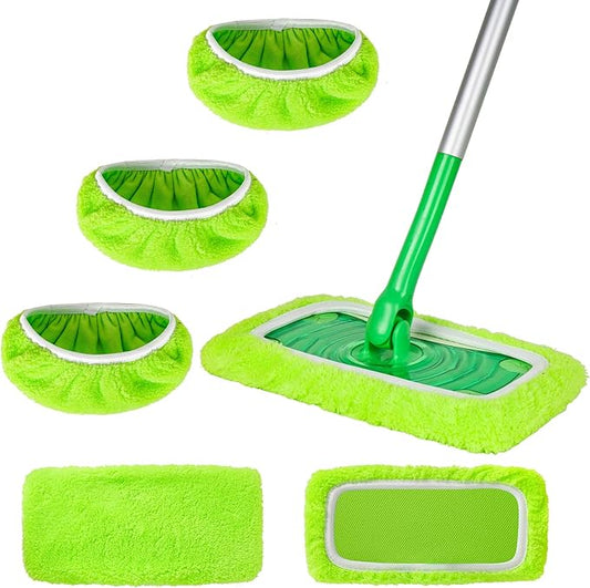 3 Pack Reusable Microfiber Mop Pads Compatible with Swiffer Sweeper Mop, Wet and Dry Flat mop Cover, Washable Swiffer Pads for Surface/Hardwood Floor Cleaning (Mop is Not Included)