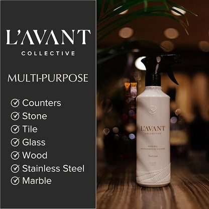 L’AVANT Collective All Purpose Cleaner Spray – Natural Cleaning Spray for Kitchens, Counters, and Bathrooms – Vegan, Organic, Plant-Based Multipurpose Surface Cleaner with Refreshing Fresh Linen Scent