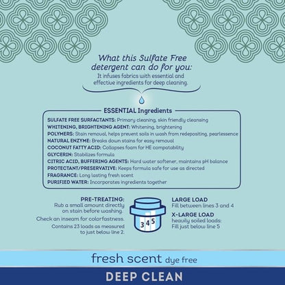 all Fresh Clean Essentials Laundry Detergent, Sulfate Free, Fresh Scent, 30 Fl Oz (Pack of 2)