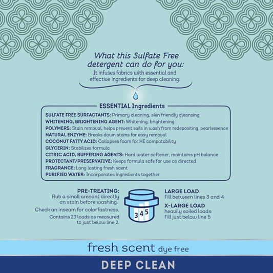 all Fresh Clean Essentials Laundry Detergent, Sulfate Free, Fresh Scent, 30 Fl Oz (Pack of 2)