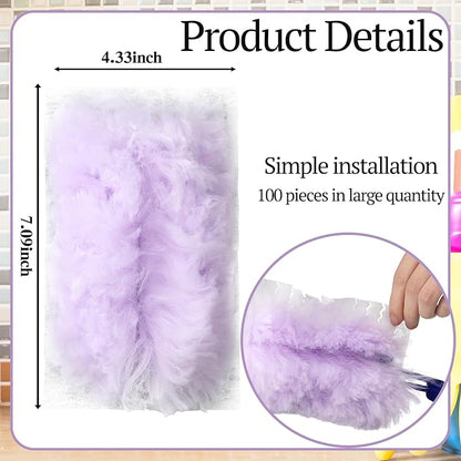 Vesici 100 Pcs Duster Refills Compatible with Swiffer Dusters Bulk Disposable Replacement Thickened with 1 Handle Heavy Duty for Cleaning, Office (Purple)