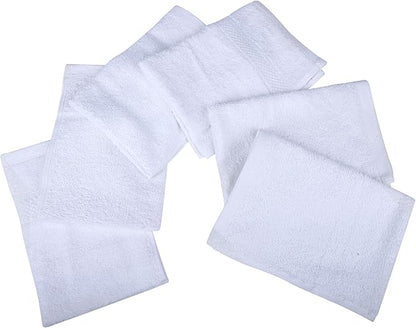 100% Cotton Dish Cloths (Pack of 6) - Dish Rags for Washing Dishes - Reusable & Highly Absorbent Kitchen Towels - Multipurpose Kitchen Rags - (12" x 16" - White)