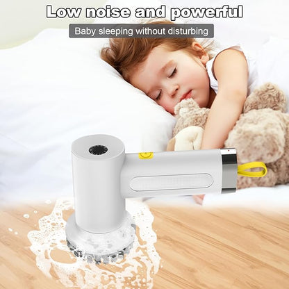 Electric Spin Scrubber with 5 Brush Heads,Cordless Power Scrubber for Arthritis and Seniors Cleaning Kitchen Bathroom Floor Stove with 2 Adjustable Speeds Type-C Charger&Long Last Battery (White-1)