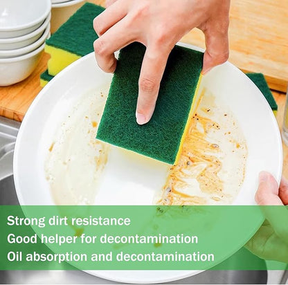 3 Pcs 2-Layer Super Absorbent Bamboo Charcoal Dish Cloths,12 Pcs Non-Scratch Sponges Scrub Pads for Dishes, Sinks, Stove