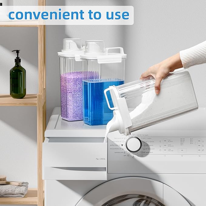 Laundry Detergent Dispenser for Laundry Room,94oz Fabric Softener Dispenser,Liquid Laundry Detergent Container,Laundry Detergent Organizer for Laundry Room Organization with 6 Labels,3 Pack