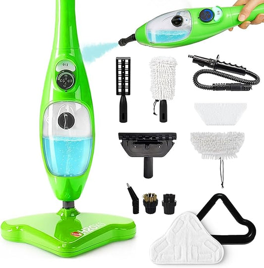 H2O 5-in-1 Multi-Purpose, Handheld Steam Cleaner, Adjustable Height, Removable Tank, Large Capacity, Rapid Heat Up, Steam Control, Lightweight, High Pressure