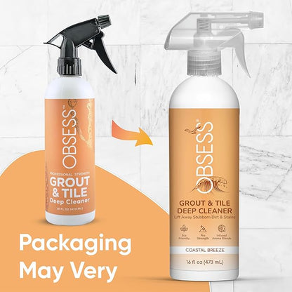 OBSESS Grout & Tile Cleaner: Grout Cleaner for Tile Floors | Bathroom Tile Cleaner | Non-Toxic Professional Strength Brightener | Ceramic Tile and Grout Cleaner, also for Marble, Granite