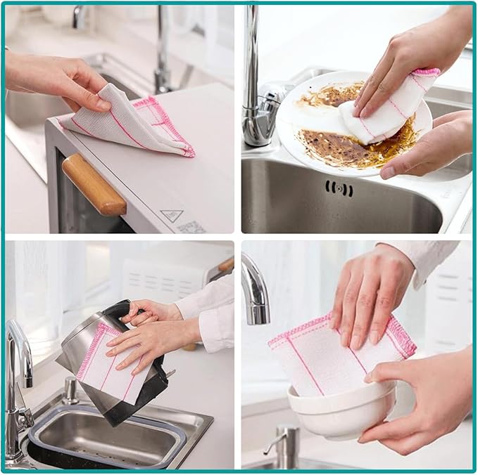 10Pcs Simply Natural Wood Fiber Cleaning Cloths Microfiber Cleaning Wipes Absorbent Dish Cloths Reusable Kitchen Towels,11.8" x 11.8"