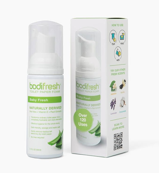 Toilet Paper Foam, Liquid Wet Wipe | Plant-Based, Eco Friendly Flushable Wet Wipe Alternative with Aloe & Vitamin E | Baby Fresh 1 Pack