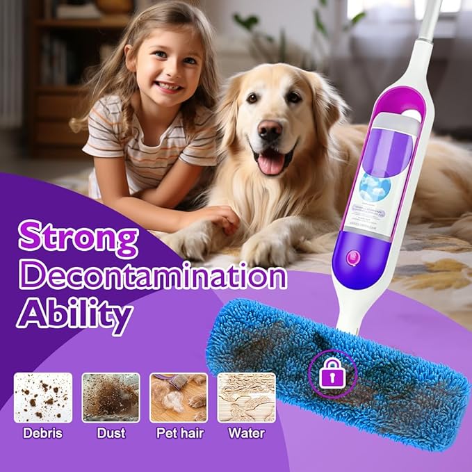 Reusable Mop Pads for Swiffer PowerMop, 8 Pack Microfiber Mop Pad Refill with Scrubber Strips for 13''-15'' SprayMop, Washable Mop Pads Use for Most Floor Types, Designed for Pets - Blue