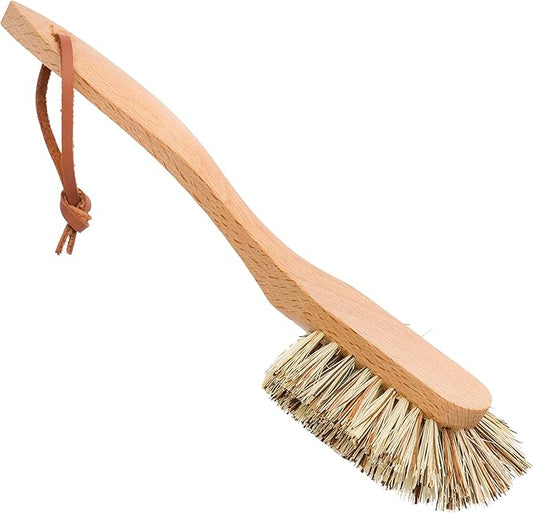 Redecker Extra Long Curved Dish Brush, Extra Strong Union Fiber Bristles, Oiled Beechwood Handle, 10-5/8 Inches, Made in Germany