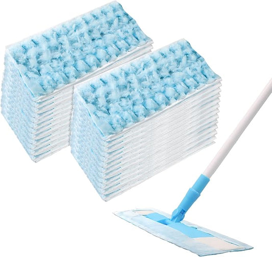 100 Pcs Upgraded Pet Heavy Duty Mop Pads Compatible with Swiffer Mop Refills Multi Surface Dry Cloths Washable Sweeper Flat Mop Pads for Floor Sweeping and Cleaning(Blue)