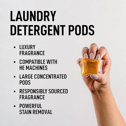 Laundry Sauce Bundle Set Luxury Scented Detergent Pods & Scent Booster Bundle and Fabric Softener, Sophisticated Fragrances (Italian Bergamot)