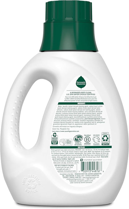 Seventh Generation Concentrated Laundry Detergent, Stain Fighting Formula, Fresh Lavender scent, 40 oz (53 Loads)