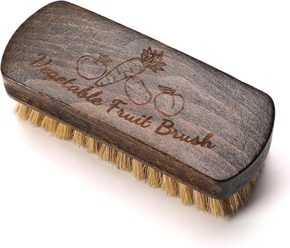 Vegetable and Fruit Brush With Wood Handle - Scrubber for Potato, Mushroom, Carrot, Corn and Food
