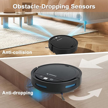 Robot Vacuums and Mop, Balayeuse Robot 3-in-1 Mopping Wi-Fi/Voice/Apps Robot Vacuum pet Hair,Drop Proof, Aspiradora Robot auto Return Charge,Ultra Slim,Ideal for Hard Floors, Carpets