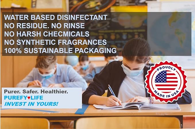 Purefypro Disinfectant Airesol Spray (3.4oz, 3 Pack) Kills 99.9999% Norovirus, HIV, Flu, Monkeypox Virus, Drug Resistant Germs, MRSA, Fungi. Purefypro Technology. No Rinse, No Residue. TSA Air Travel