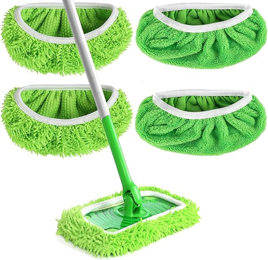 12PCS Reusable Microfiber Mop Pads Washable Wet Pads Compatible with Swiffer Sweeper Refills Pads Dry Sweeping Cloths Mop Head Replacement for Household Cleaning