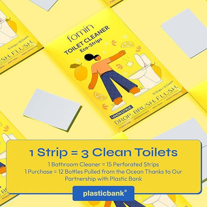 FOMIN Non-Toxic Toilet Bowl Cleaner Strips - (90 Strips) - Plastic-Free, Septic Safe Toilet Cleaning Strips, Remove Stains & Odors - The Ultimate Cleaning Solution