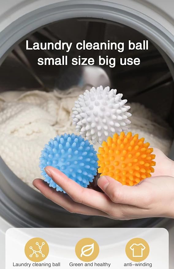Laundry drying balls (reusable) - environmentally friendly fabric softener alternatives for softening and anti wrinkle laundry with fluff