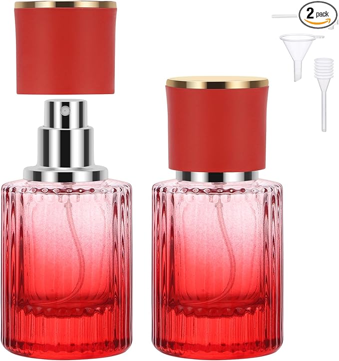Segbeauty 1 Oz Perfume Spray Bottle, 30ml Vintage Refillable Perfume Bottle Glass Bottle for Women,2 Pcs Large Cosmetic Perfume Travel Atomizer Portabe Clear Glass Essential Oil Container for Travel