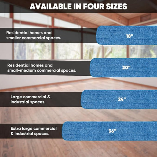 Microfiber Wholesale™ 20 inch Microfiber Mop Pads - Machine Washable, Reusable, Refills & Replacement Wet Mop Heads Compatible With Any Microfiber Flat Mop System (18 Pack)