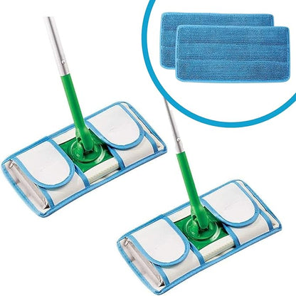 Reusable Microfiber Mop Pads | Durable Machine Washable Refills | Compatible with Swiffer Dry Mops | Flat Mop Pads for Efficient Floor Cleaning | 2 Pack