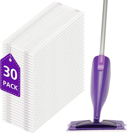 30 Count Spray Mop Pad Refill for Swiffer WetJet Hardwood and Floor Spray Mop, Disposable All Purpose Multi Surface for Floor Cleaning, Thickness Microfiber Clean Pads Replacement