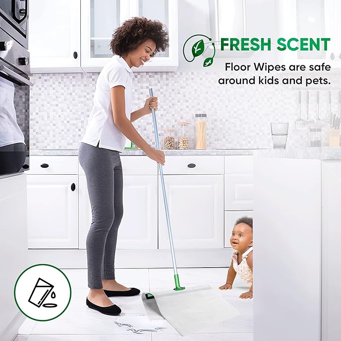 Yugi XXL Wet Floor Wipes For Squeegee Stick,Multi Surface Cleaning Wipes,Fresh Aroma Scent,Huge Disposable Wipes (27.5" x 15.7"),Extra Thick,(3 Packs- 30 wipes)