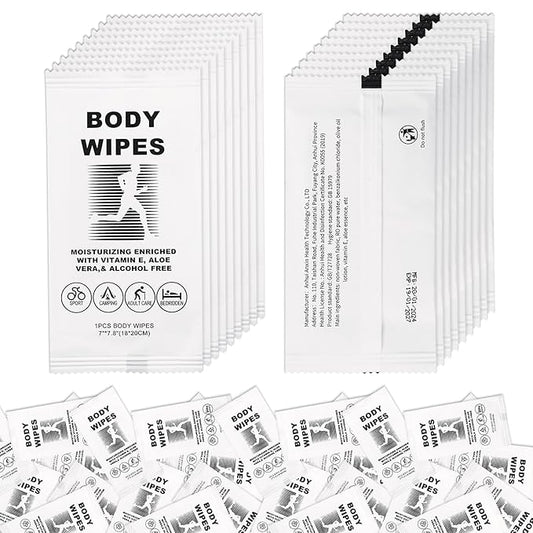 Body Wipes for Women and Men Individually Wrapped Face and Body Wipes, Bath Wipes for Adults No Rinse Personal Cleansing Wipes Travel, Bulk Deodorant for Homeless Shower Wipes for Camping Hiking (100)