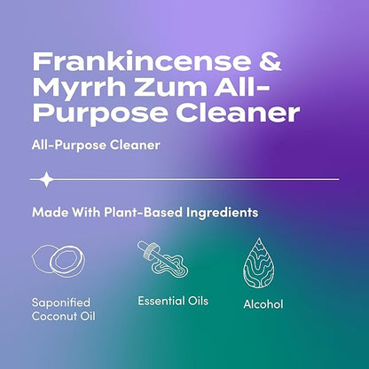 Zum by Indigo Wild All-Purpose Cleaner - Natural Multipurpose Cleaner Made with Essential Oils, Baking Soda & More - Frankincense & Myrrh, 16 fl oz