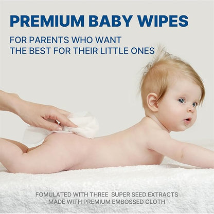 Korea’s #1 Signature Baby Wipes - Hypoallergenic Water-based Unscented Alcohol-Free Ultra-Thick 75 GSM Super Seed Extracts Plant-Based for sensitive skin Flip-Top 560 Count (8 Packs)