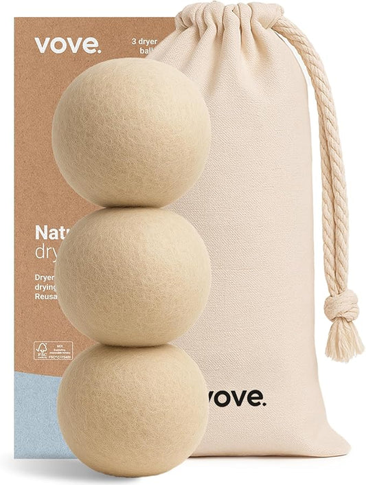 | Natural Hemp Dryer Balls | 5X More Absorbent Than Wool | Cruelty-Free, Hypoallergenic & Eco-Friendly | Reduces Clothing Wrinkles and Saves Drying Time | Pack of 3 |