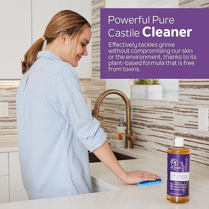 Dr. Jacobs Naturals Lavender Castile All-In-One Cleaner and Soap, Effective Plant-Based Formula for House Cleaning. Eco-friendly for Home Essentials and the Planet (32 Fl Oz, 1 Pack)