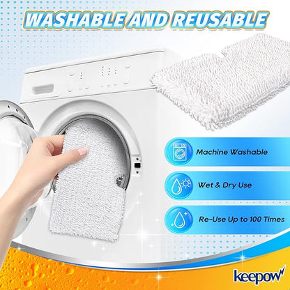 KEEPOW Steam Mop Replacement Pads Compatible with Shark S3500 Series S3501 S3601 S3550 S3901 SE450 S3801CO S3601D S2901Steamer Pocket Mop Washable Microfiber for All Hard Floors Cleaner (5 White)