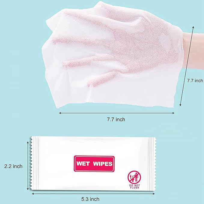 200 pcs Wet Wipes Individually Wrapped, Travel Wipes, Clean Wipe Individual Wipes Bulk for Travel for Hands, Face Cleaning