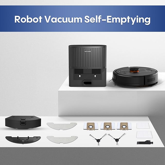 Robot Vacuum and Mop,5000Pa Robotic Vacuum Self Emptying,60 Days Hands-Free, 3-in-1 LiDAR Robot Vacuum Cleaner,Wi-Fi/App/Alexa,Perfect for Pet, Hard Floors, Carpet