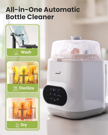 Grownsy EaseClean Bottle Washer Pro | All-in-One Bottle Washer and Sterilizer and Dryer | Baby Bottle Washer for Bottles, Pump Parts & Baby Essentials | Replaces Hand Washing