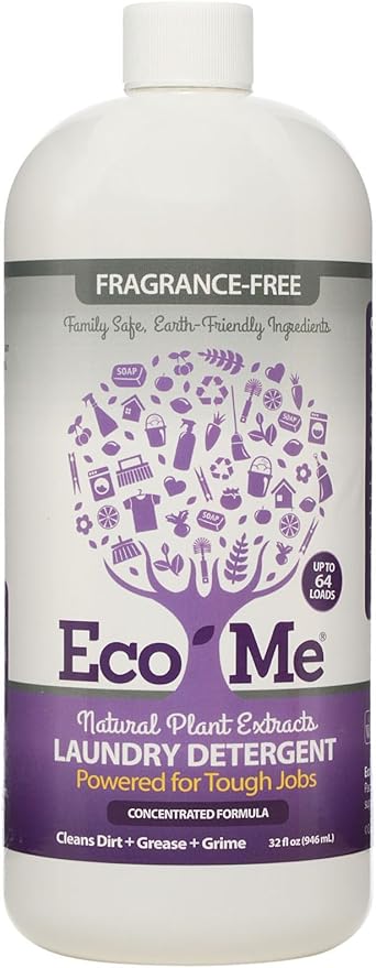 Eco-me Plant Based Concentrated Laundry Detergent, Fragrance-Free, Clear, Unscented, 32 Fl.Oz