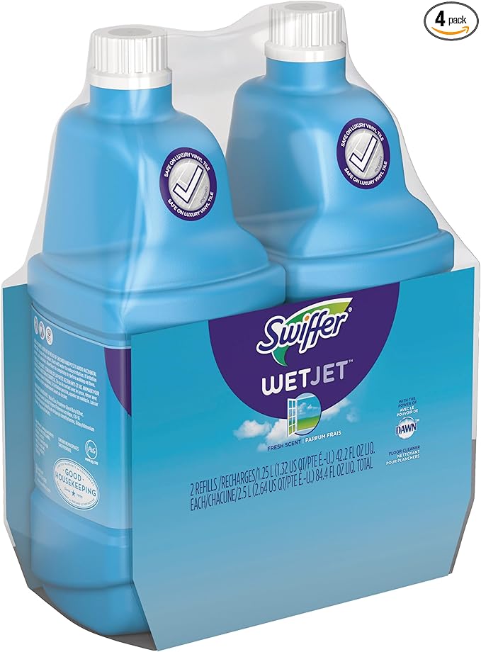 Swiffer WetJet Cleaning Solution Refill 42 Oz - Open Window Fresh Scent - 4 Pack