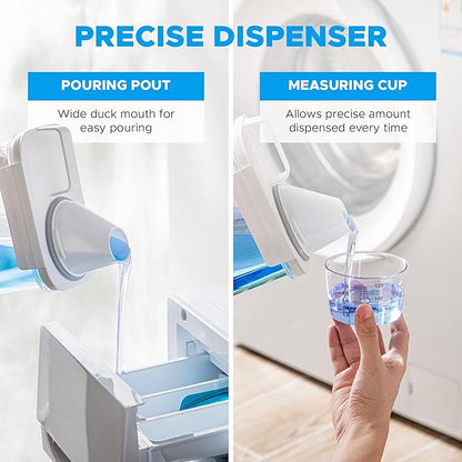 [3 Pack] Liquid Laundry Detergent Dispenser for Laundry Room Organization and Storage, 61oz Large Capacity Laundry Soap Containers with 12 Removable Labels, BPA Free & PET Plastic Clear