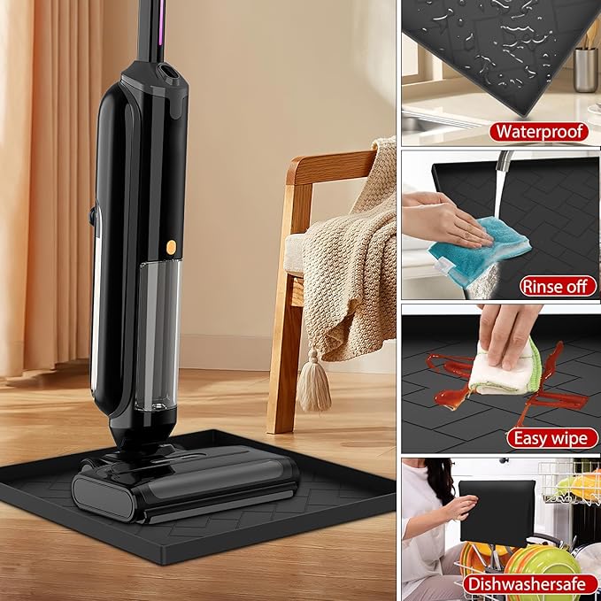 Vacuum Cleaner Silicone Mat,16''x15''x0.7'',vacuum cleaner accessories Silicone Mat Compatible with Shark,Bissell,Eureka,Dyson,Oreck, and more.Protects floors from scratches stains and water drips