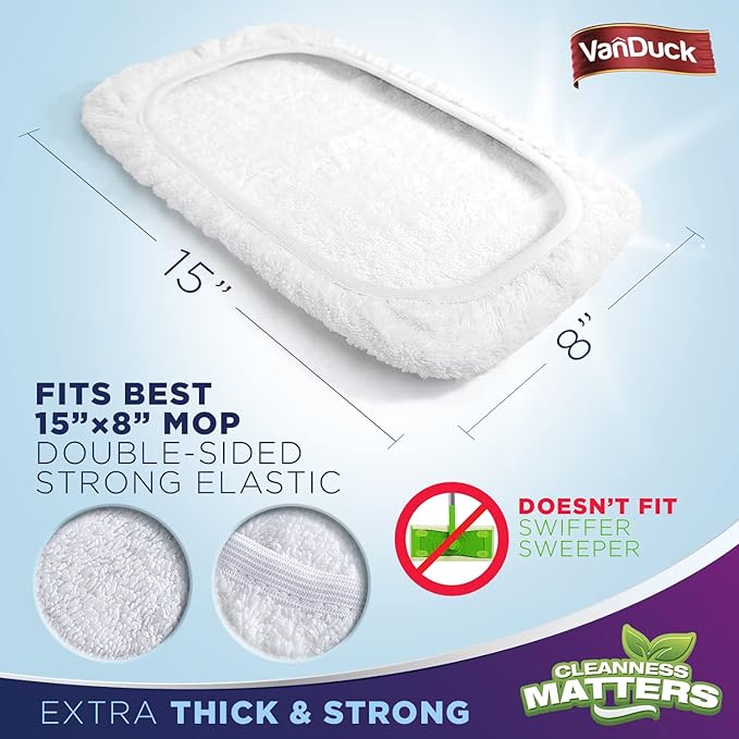 100% Cotton Pad Terry Cloth Mop Refills 15x8 inch (4-Pack)