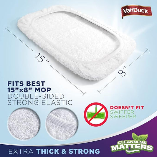 100% Cotton Pad Terry Cloth Mop Refills 15x8 inch (4-Pack)